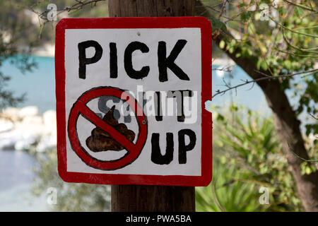 'Abholen' Schild in Griechenland Stockfoto