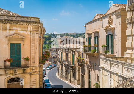 Malerische Anblick in Modica, berühmten barocken Stadt in Sizilien, Süditalien. Stockfoto