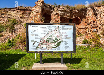 Shlisselburg, Russland - August 8, 2018: Plan des Oreshek Festung. Oreshek ist eine alte russische Festung, im Jahre 1323 gegründet. Stockfoto