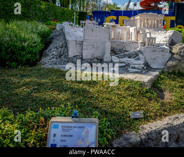 Brüssel, Belgien - 17 April 2017: Miniaturen im Park Mini-europa-Reproduktion der Akropolis in Athen, Griechenland, Europa Stockfoto