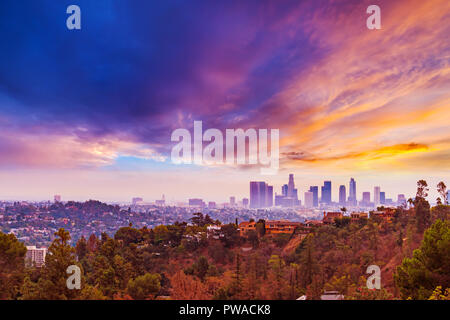 Rosa Sonnenuntergang über Los Angeles, Kalifornien Stockfoto