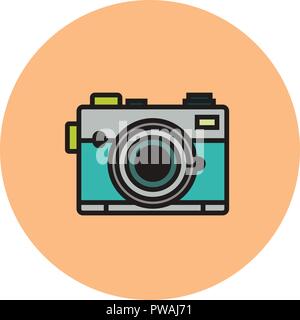 Photocamera vektorlinie Symbol auf weißem Hintergrund. Photocamera Linie Symbol für Infografik, Website oder App. Skalierbare Symbol Stock Vektor