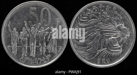 50 santim Münze, Äthiopien Stockfoto
