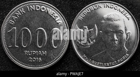 1000 Rupiah Münze, Indonesien, Stockfoto