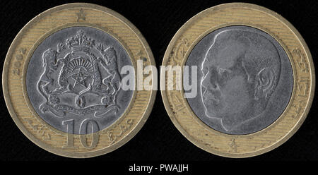 10 dirham Münze, Marokko, 2002 Stockfoto