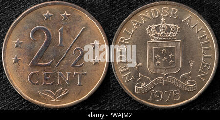 2,5 Cent Münze, Niederländische Antillen, 1975 Stockfoto