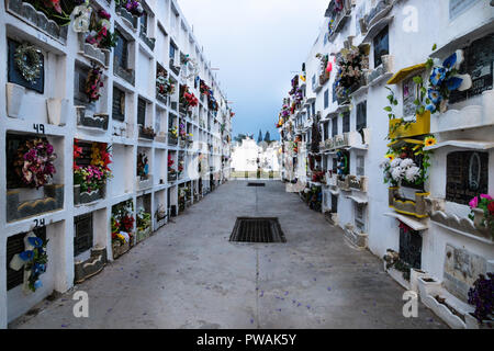 Wände der Gräber auf dem Friedhof San Lazaro, Antigua, Guatemala Stockfoto