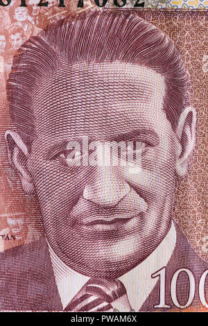 Portrait von Jorge Eliecer Gaitan von 1000 Pesos Banknote, Kolumbien, 2014 Stockfoto