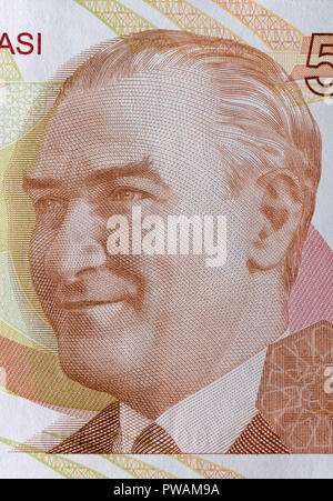 Porträt von Mustafa Kemal Atatürk ab 50 Lira Banknoten, Türkei, 2009 Stockfoto