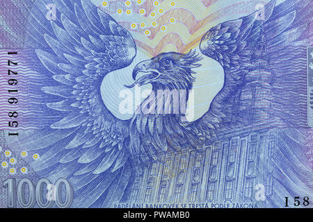 Adler von 1000 Tschechische korun Banknote, Tschechien, 2008 Stockfoto