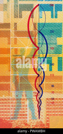 Proportionen skalieren Modulor von 10 Franken Banknote, Schweiz, 1997 Stockfoto