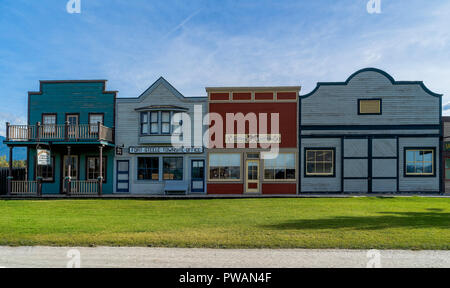 FORT STEELE, BC-SEPT. 27, 2018: Erbe der Stadt aus Gold Rush era. In den Kanadischen Rockies entfernt, British Columbia, Kanada. Stockfoto