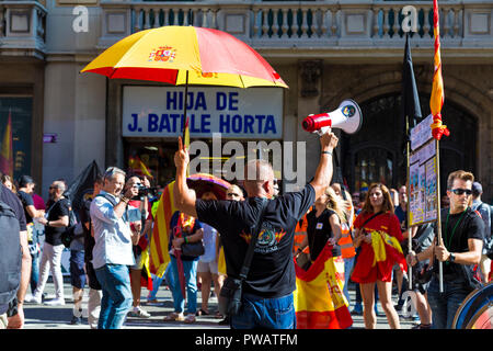 29.09.2018, Barcelona, Spanien - Katalanische Unabhängigkeit Separatisten Protest in der Innenstadt Stockfoto