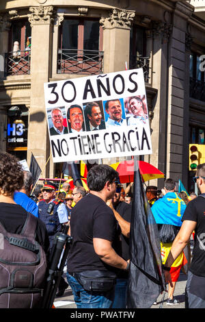 29.09.2018, Barcelona, Spanien - Katalanische Unabhängigkeit Separatisten Protest in der Innenstadt Stockfoto