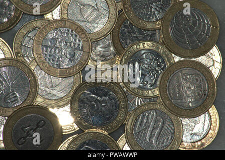 Commemorative british £ 2 Münzen Stockfoto