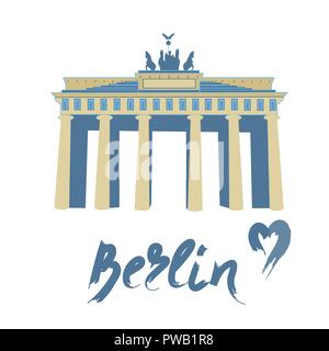 Brandenburger Tor isoliert auf weißem Hintergrund. Berlin City Symbol für Ihr Design. Stock Vektor