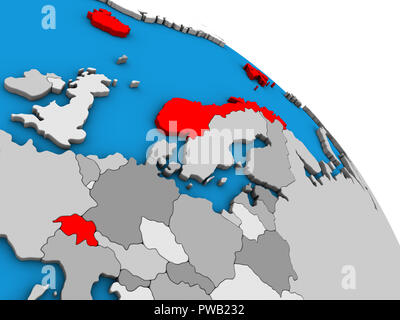 EFTA-Länder auf einfache blaue politischen 3D-Globus. 3D-Darstellung. Stockfoto