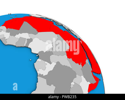 Arabische Liga auf einfache blaue politischen 3D-Globus. 3D-Darstellung. Stockfoto