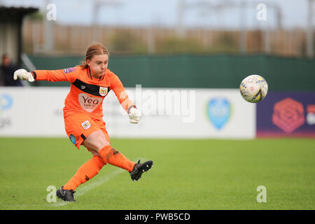 Bristol, UK. 14. Oktober, 2018. Bristol City Torwart. Bristol City 0 Birmingham City Frauen 1. Peter Lopeman/Alamy leben Nachrichten Stockfoto