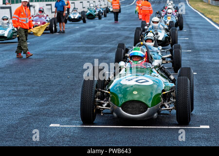 Rennstrecke von Jarama, Madrid, Spanien. 13. - 14. Oktober, 2018: Wettbewerb der Historischen Grand Prix Automobile Association (HGPCA) an der Rennstrecke von Jarama bei Madrid, Spanien. Enrique Palacio Sans./Alamy leben Nachrichten Stockfoto