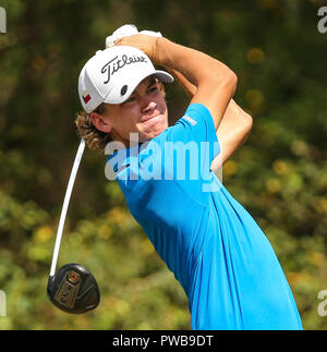 St. Augustine, Florida, USA. 14 Okt, 2018. Petr Hruby treibt die Kugel aus dem 12 t-Endrunde der St. Augustine Bewunderer an St. Johns Golf Club in St. Augustine, Fla., Sonntag, Oktober 14, 2018. Hruby an zweiter das Turnier. [Gary Lloyd McCullough / Für den Datensatz] Credit: Cal Sport Media/Alamy leben Nachrichten Stockfoto