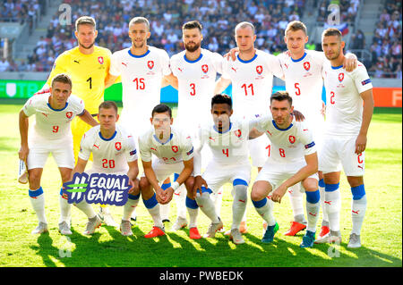 Trnava, Slowakei. 13 Okt, 2018. Fußball-Spieler der Tschechischen Republik posieren für die Fotografen vor der Nationen Liga Match B 1 Tschechien gegen Slowakei in Trnava, Slovensko, 13. Oktober 2018. Credit: Vaclav Salek/CTK Photo/Alamy leben Nachrichten Stockfoto