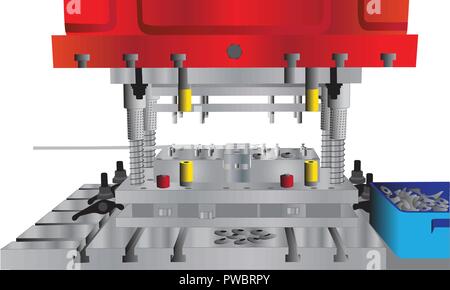 Der Vektor der hydraulischen Presse Maschine Stock Vektor