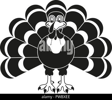 Schwarze und weiße thanksgiving Truthahn Silhouette. Urlaub fest Vogel. Thanksgiving themed Vector Illustration für Symbol, Logo, Stempel, Beschriftung, Aufkleber, schlecht Stock Vektor