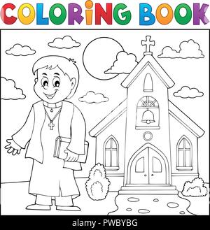 Malbuch junge Priester Thema 3-eps 10 Vector Illustration. Stock Vektor