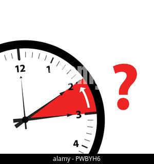 Clock time zone Change icon Bild mit rotem Fragezeichen Vector Illustration Stock Vektor