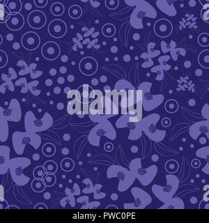 Retro Flowers-Monochromatic Blumen. Nahtlose wiederholen Patten Hintergrund Stock Vektor