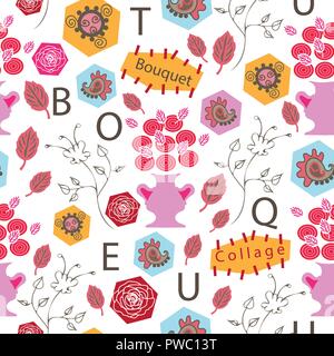 Blumenstrauß Collage-Flowers in voller Blüte Stock Vektor