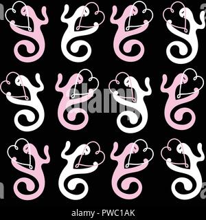 Rosa und Weiß Liebe Gesten, Herzen der Liebe, nahtlose Muster wiederholen. Stock Vektor