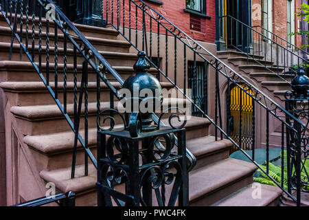 Brownstone Eingang Ost 18 Street Manhattan New York, New York, USA Stockfoto
