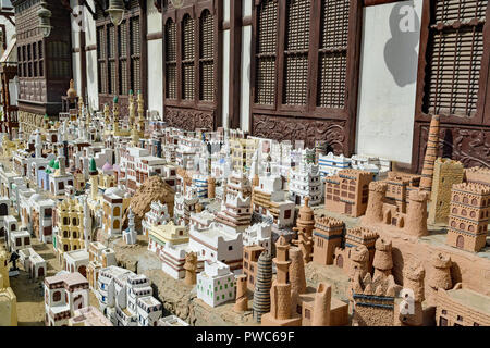 Modell Stadt aus Sand ausserhalb eines Kulturzentrums in Jeddah, Saudi-Arabien. Stockfoto