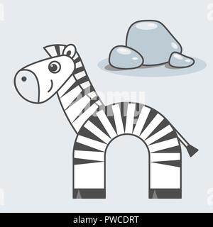 Zebra Cartoon Stil, Vektor Kunst für Kinder Stock Vektor