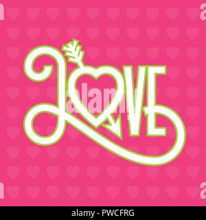 Liebe Herz 3D-Abbildung mit Pfeil durch Herz. Kunstvolle von Hand gezeichnet vector Abbildung: Herz mit Pfeil in retro funky Stil. Stock Vektor