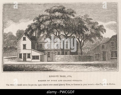 Liberty Tree, 1774 - Ecke von Essex und Orange Straßen - Boston Stockfoto