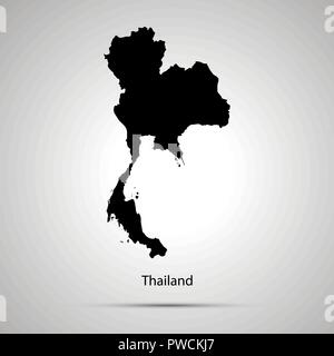 Thailand Landkarte, einfache schwarze Silhouette Stock Vektor