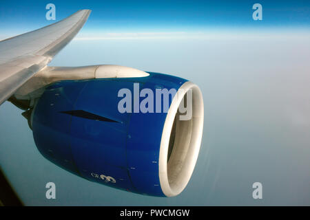 British Airways Boeing 777 Motor im Flug Stockfoto