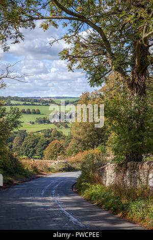 Blick Richtung Guiting Macht, Cotswolds, Gloucestershire, England Stockfoto