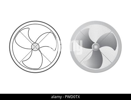 Drei der Klinge der Fans. Technische Vector Illustration. Die Heizungs-, Lüftungs- und Klimaanlagen. Stock Vektor