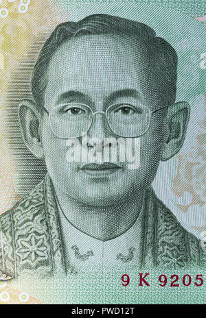 Porträt von König Rama X von 20 Baht Banknote, Thailand, 2017 Stockfoto