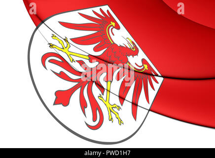 3D-Flagge Brandenburg, Deutschland. 3D-Darstellung. Stockfoto