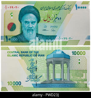 10000 rial Banknote, Ayatollah Ruhollah Khomeini, Iran, 2017 Stockfoto