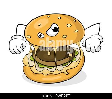 Fast food das ungesunde Essen Konzept schlechte Hamburger. Vector Illustration. Stock Vektor