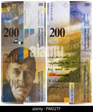 200 franken Banknote, Schweiz, 1997 Stockfoto