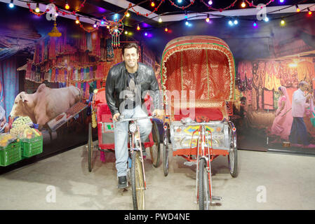 Wachsfigur des Indischen Bollywood Schauspieler Salman Khan bei Madame Tussauds Museum, Delhi Stockfoto