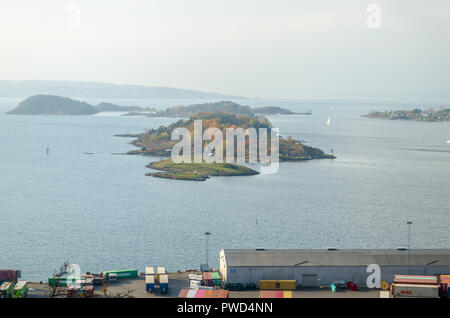 Oslofjord Küste im Herbst. Stockfoto