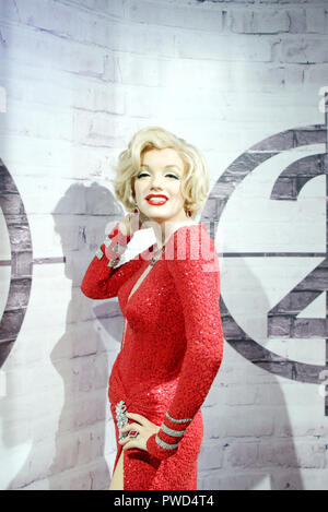 Wachsfigur des legendären Hollywood Schauspielerin Marilyn Monroe bei Madame Tussauds Museum, Delhi Stockfoto